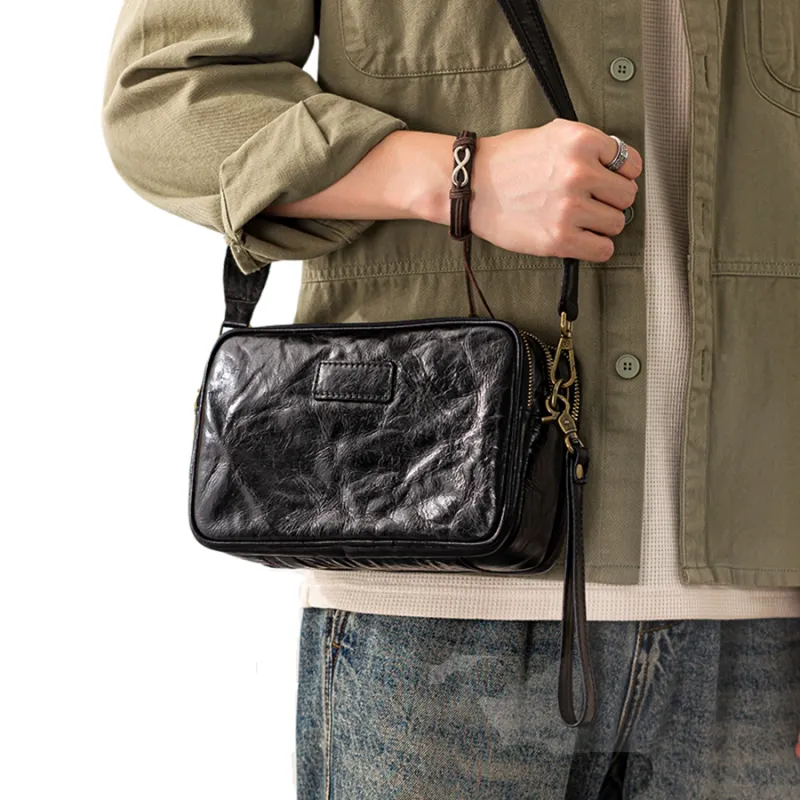 Back Step Cow Leather Shoulder Bag Men's Multicolor-4