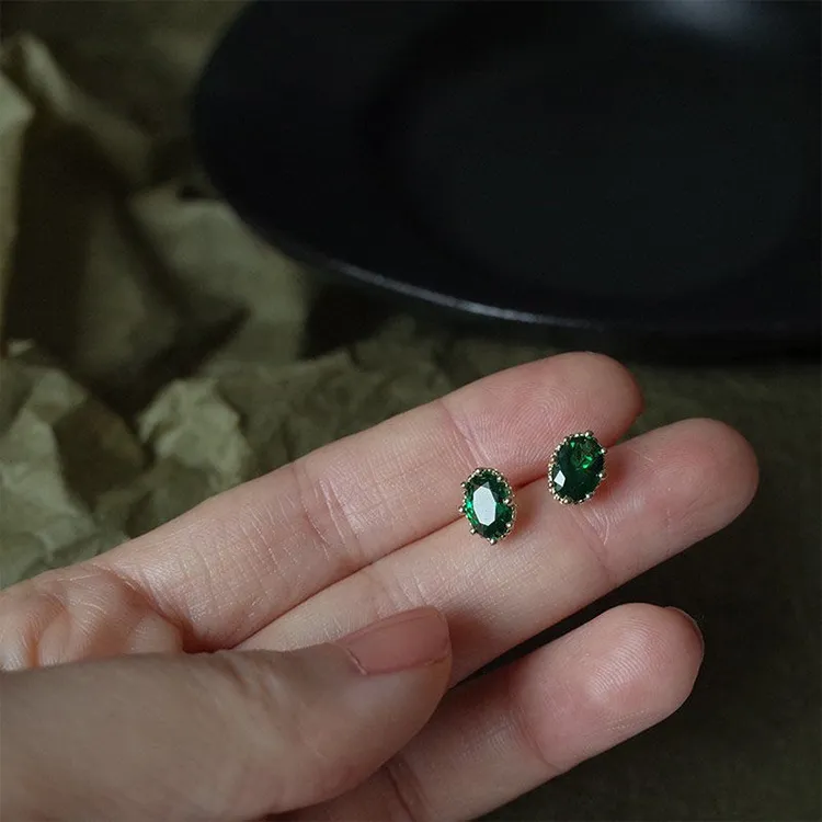 NATURALLYJOJO S925 Silver Stud Earrings Women's Green-6