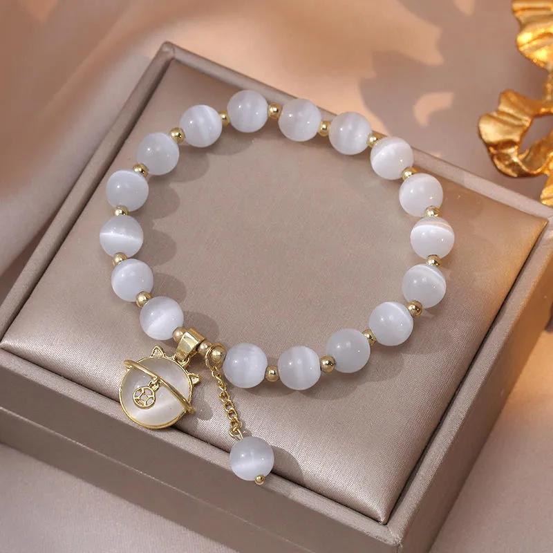 NATURALLYJOJO Glass Cat Eye Bracelets Women's-5