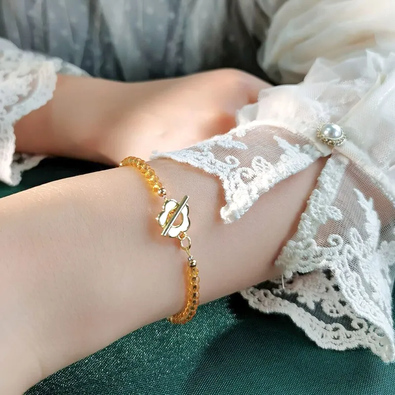 NATURALLYJOJO Artificial Crystal Bracelets Women's Yellow-2
