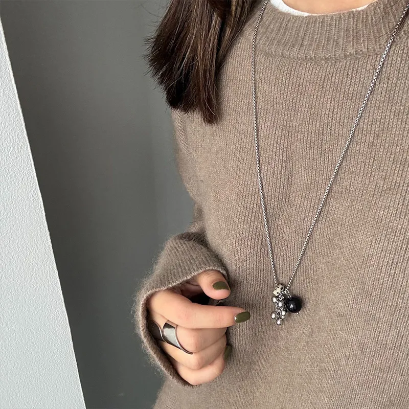 NATURALLYJOJO Copper Speckled Stone Necklaces Women's Silver-4