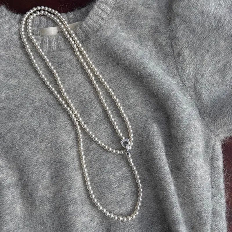 NATURALLYJOJO Faux Pearl Necklaces Women's White/Gray-5