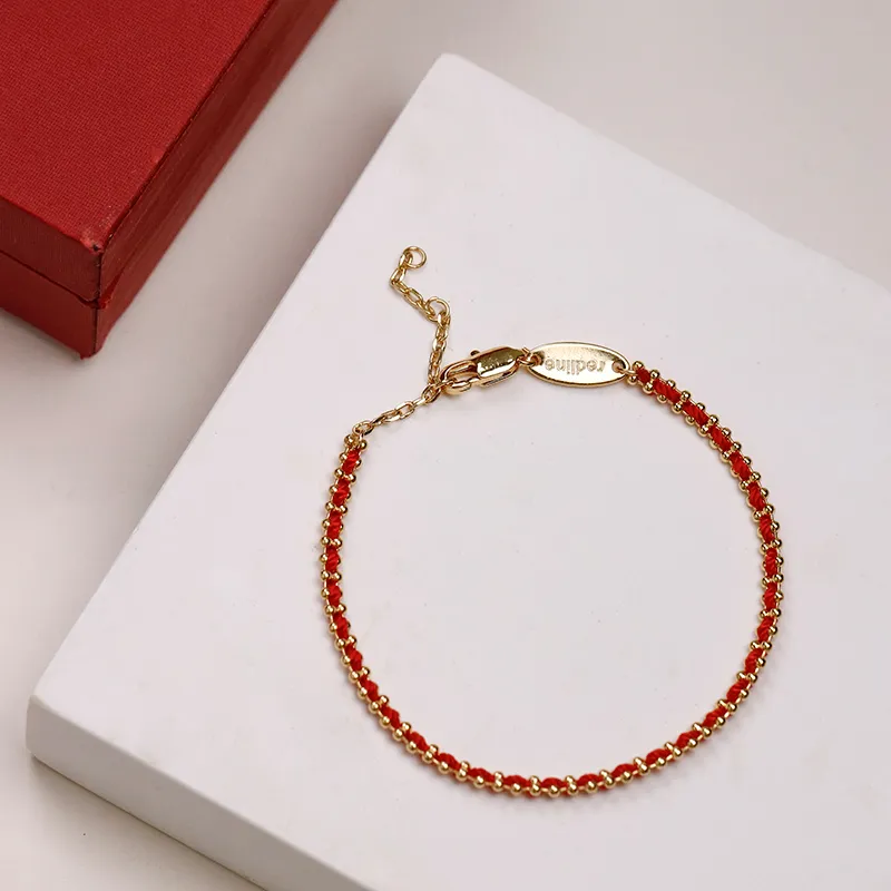 NATURALLYJOJO Woven Rope Bracelets Women's Gold/Red-7