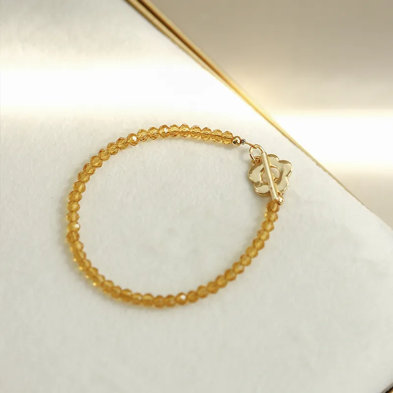 NATURALLYJOJO Artificial Crystal Bracelets Women's Yellow-7