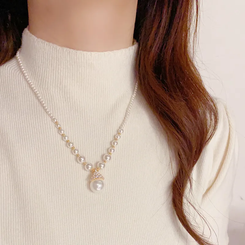 NATURALLYJOJO Glass Beads Necklaces Women's Purple/White-7