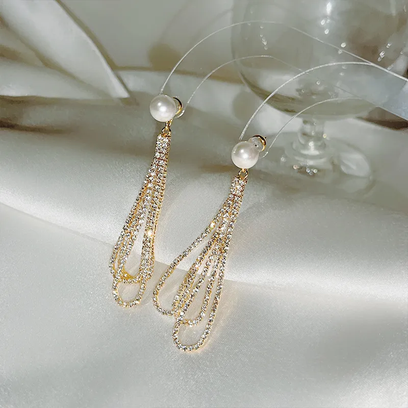 NATURALLYJOJO 925 Sterling Silver Needle Zircon Faux Pearl Earrings Women's Gold-4