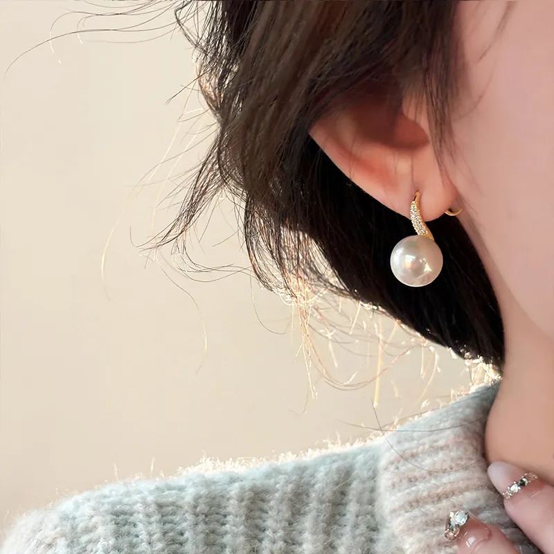 NATURALLYJOJO Faux Pearl Earrings Women's Silver/Gold-10