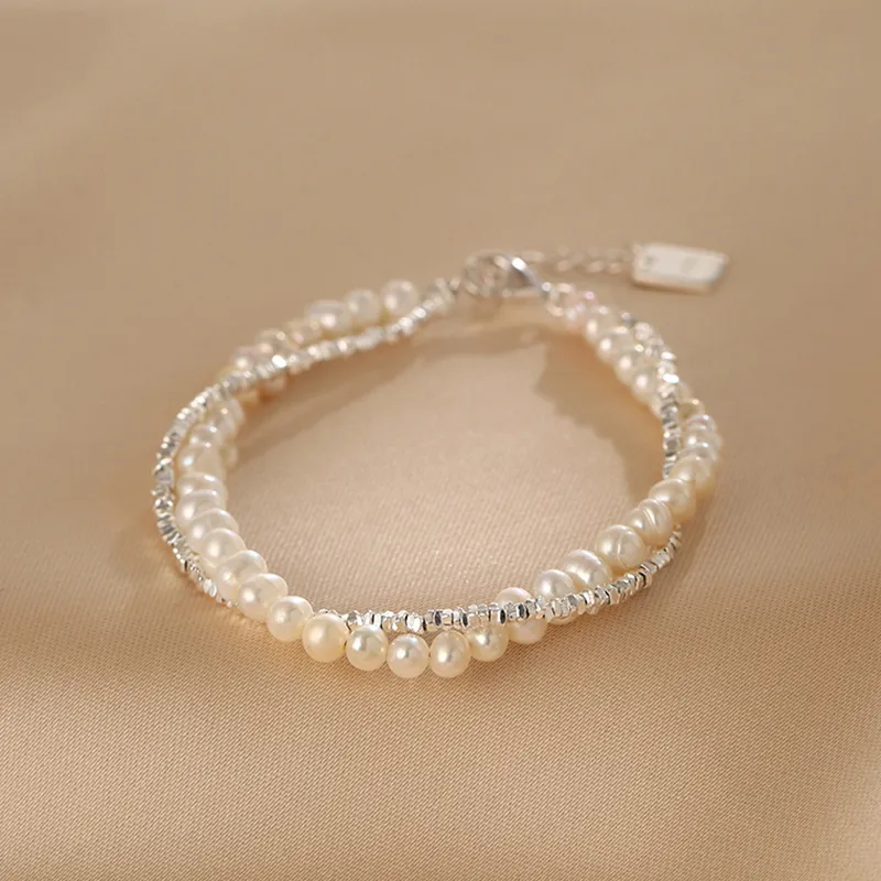 NATURALLYJOJO Freshwater Pearl Bracelets Women's White-5