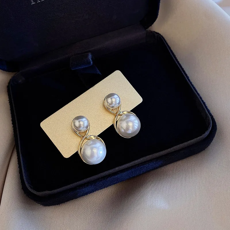 NATURALLYJOJO Faux Pearl Earrings Women's Khaki/White-12