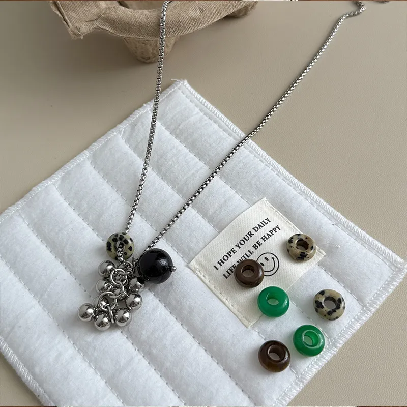NATURALLYJOJO Copper Speckled Stone Necklaces Women's Silver-5