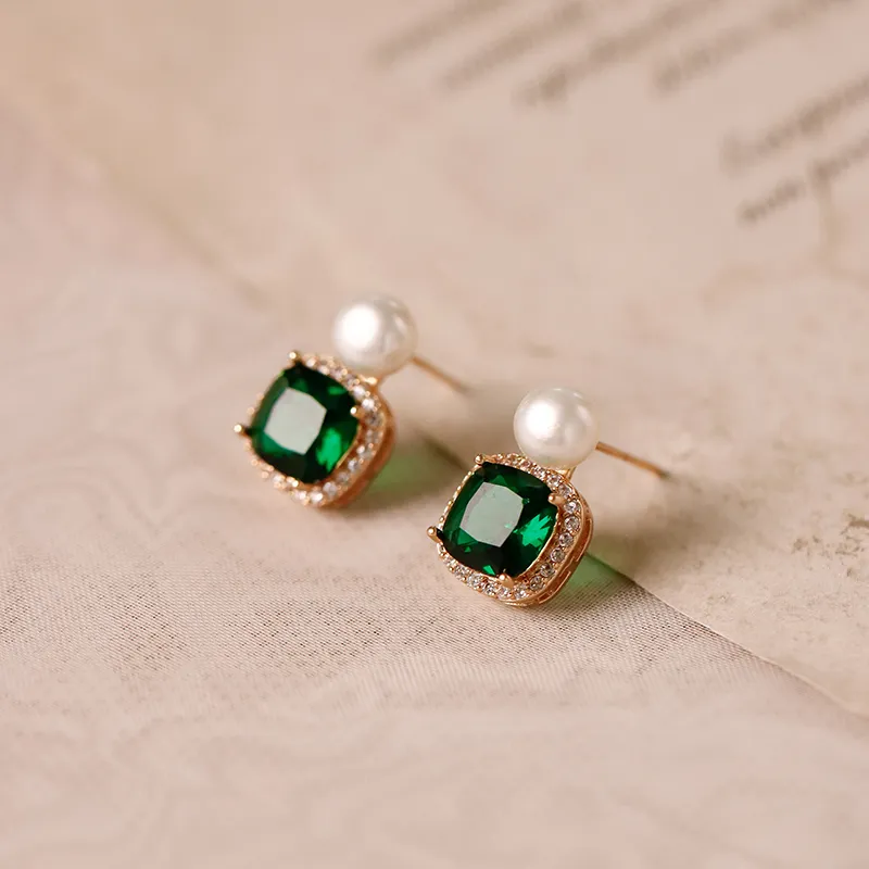 NATURALLYJOJO Zircon Earrings Women's Green-4