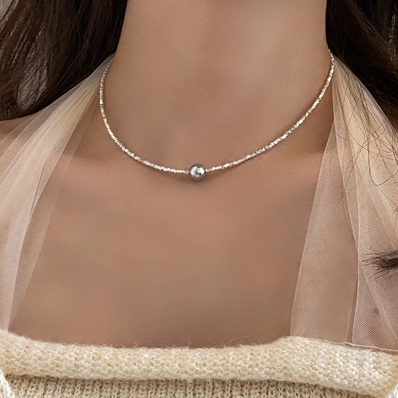 NATURALLYJOJO Faux Pearl Necklaces Women's White/Gray/Silver-8