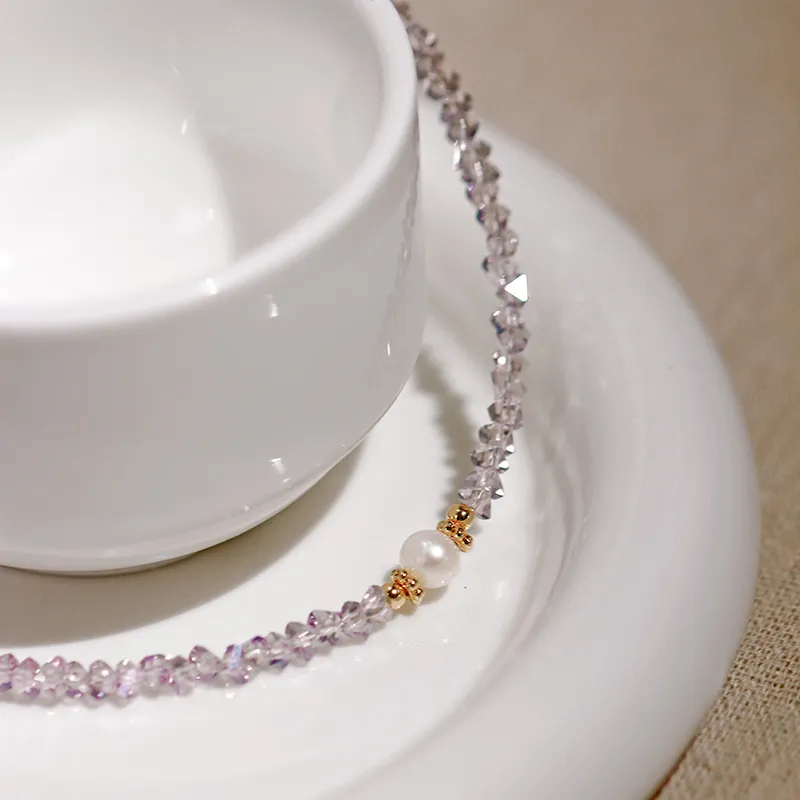 NATURALLYJOJO Freshwater Pearl Necklaces Women's Purple/White-4