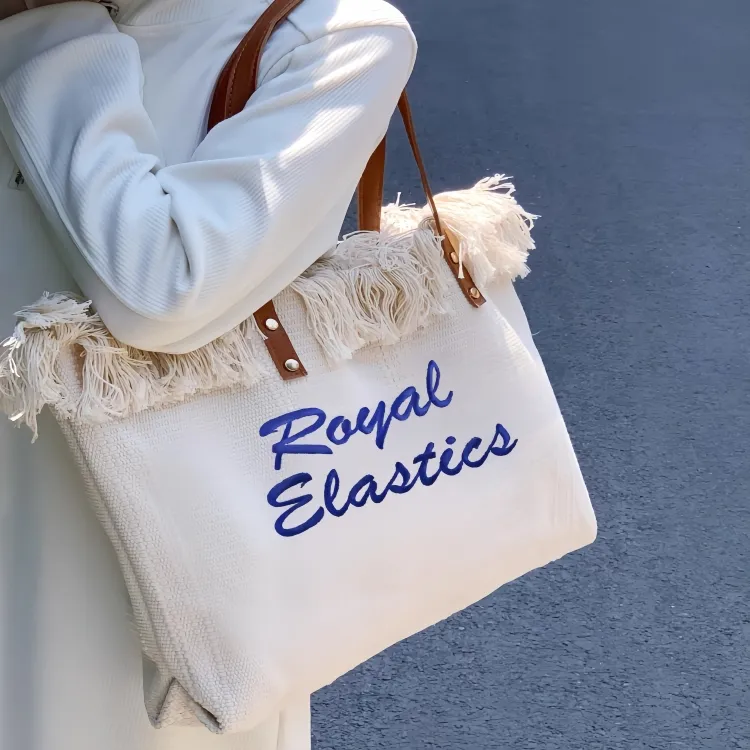 ROYAL ELASTICS Cotton Linen Blend Tote Bag, Shoulder Bag Regular Women's Beige-3