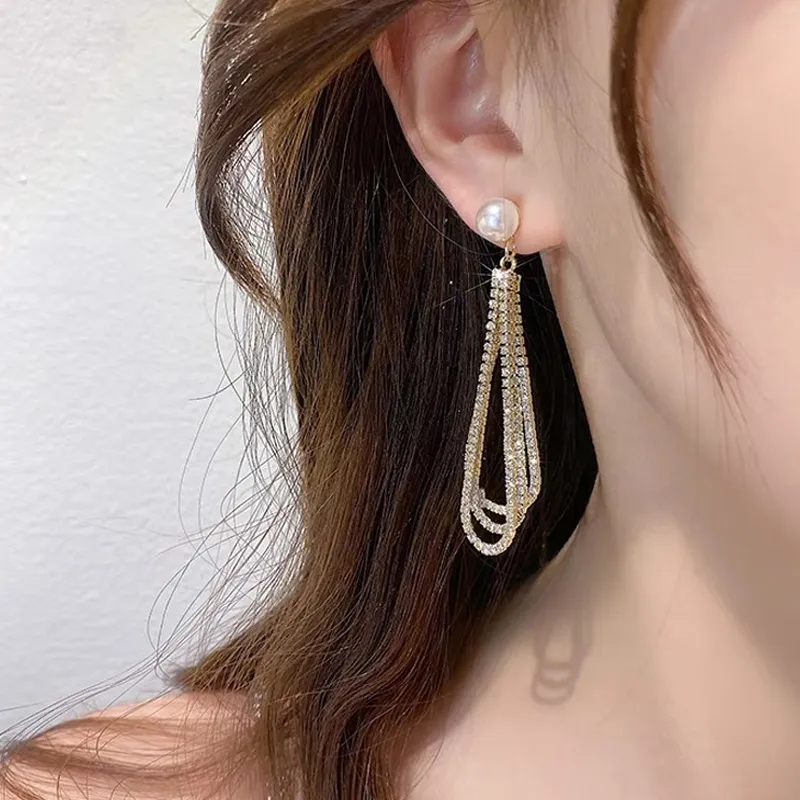 NATURALLYJOJO 925 Sterling Silver Needle Zircon Faux Pearl Earrings Women's Gold-1