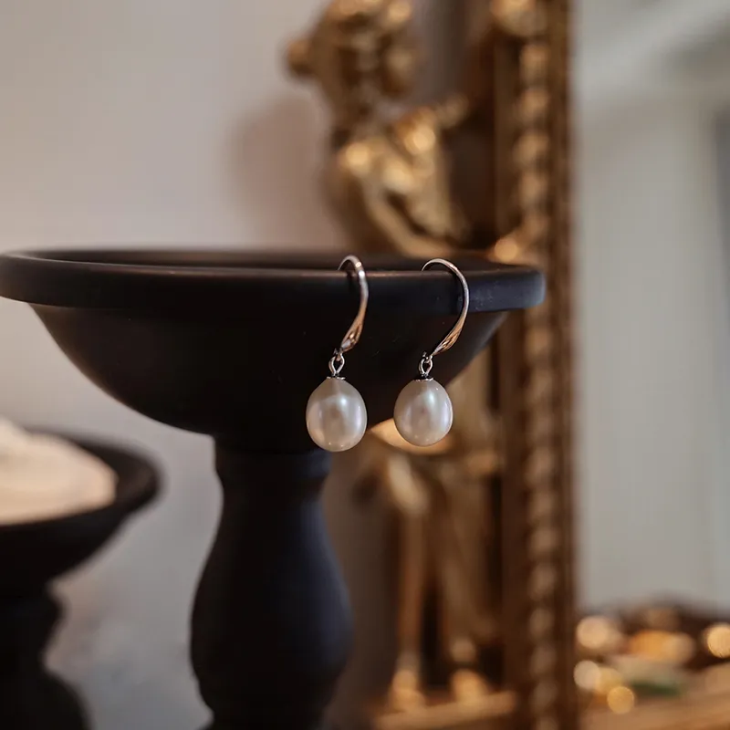 NATURALLYJOJO Freshwater Pearl 925 Sterling Silver Earrings Women's Silver/White-3