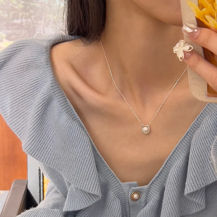 NATURALLYJOJO Faux Pearl Necklaces Women's White/Gray/Black-3