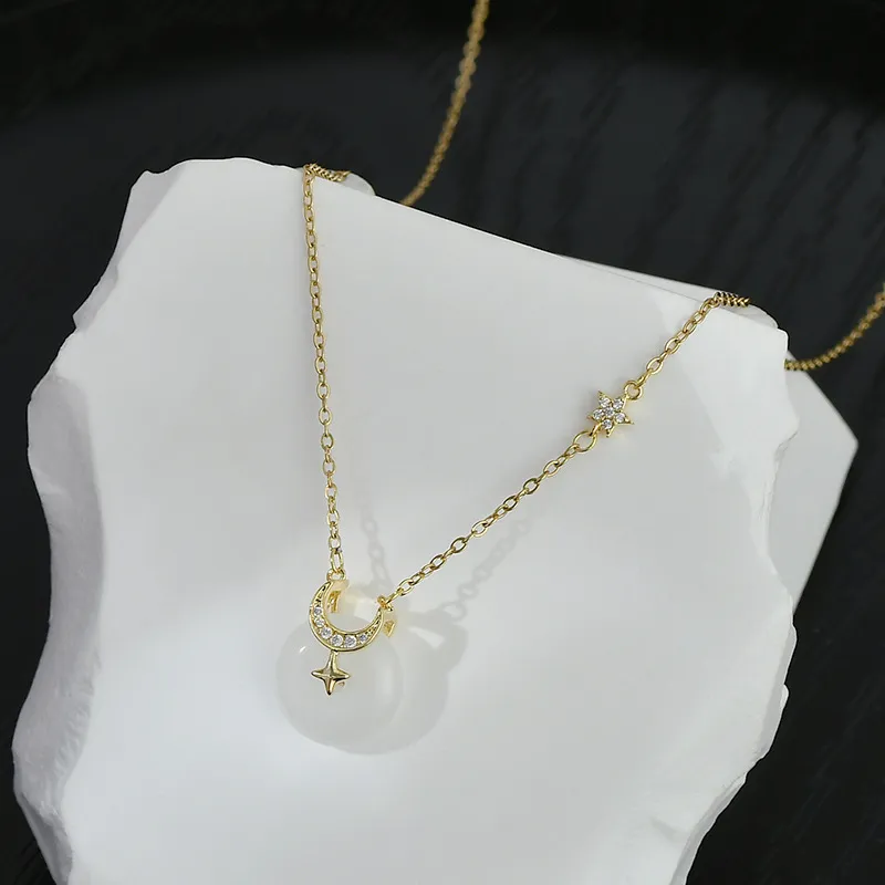 NATURALLYJOJO Resin Zircon Necklaces Women's Gold-2