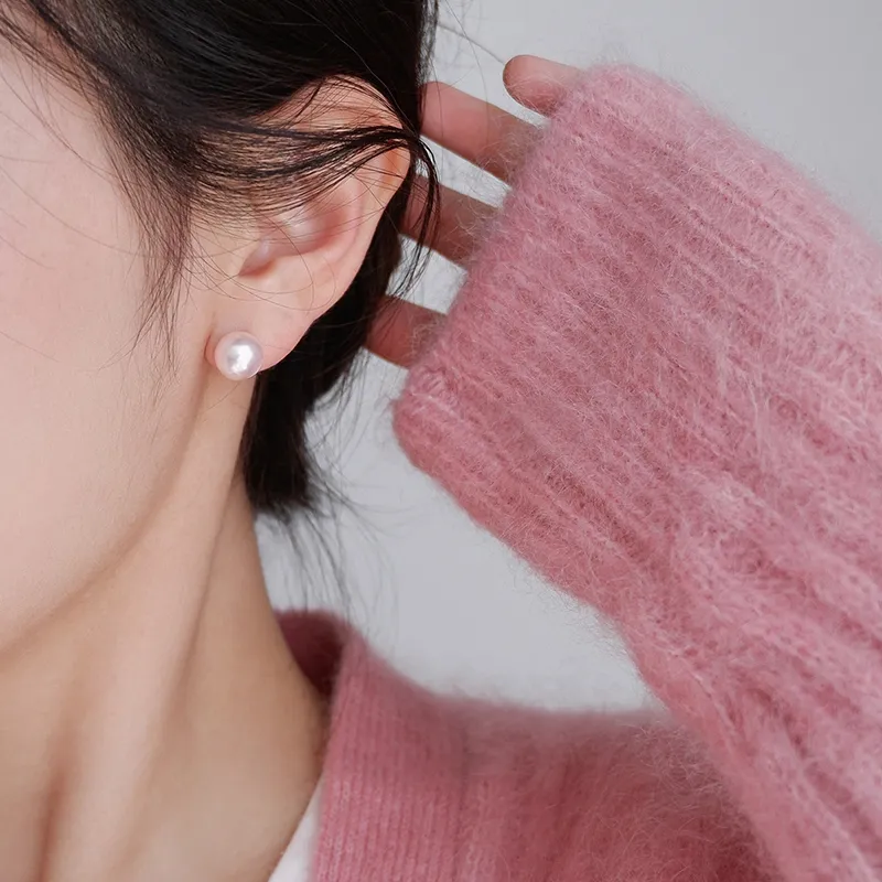 NATURALLYJOJO Faux Pearl Stud Earrings Women's Pink-1