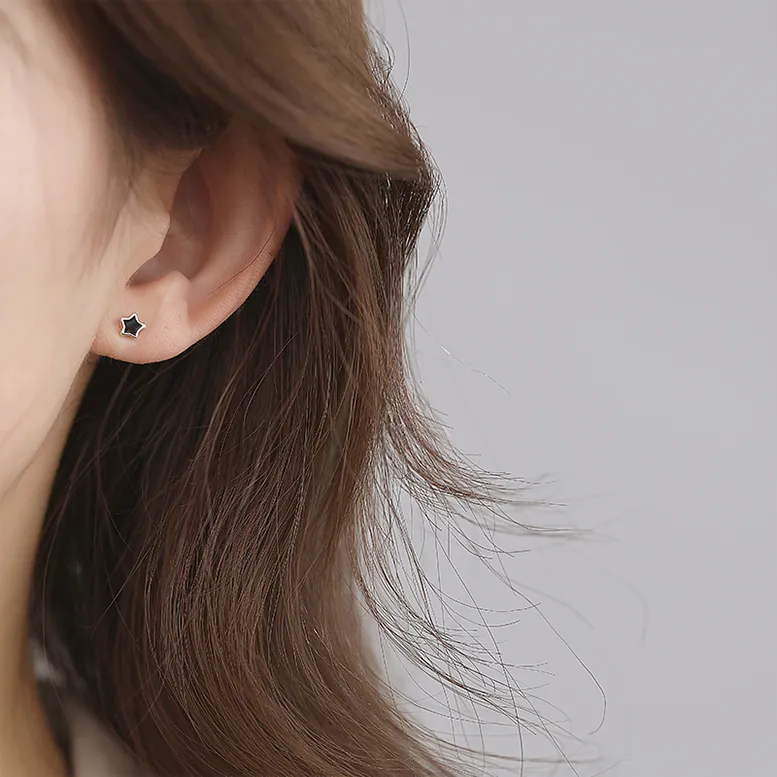 NATURALLYJOJO S999 Fine Silver Stud Earrings Women's Black-1