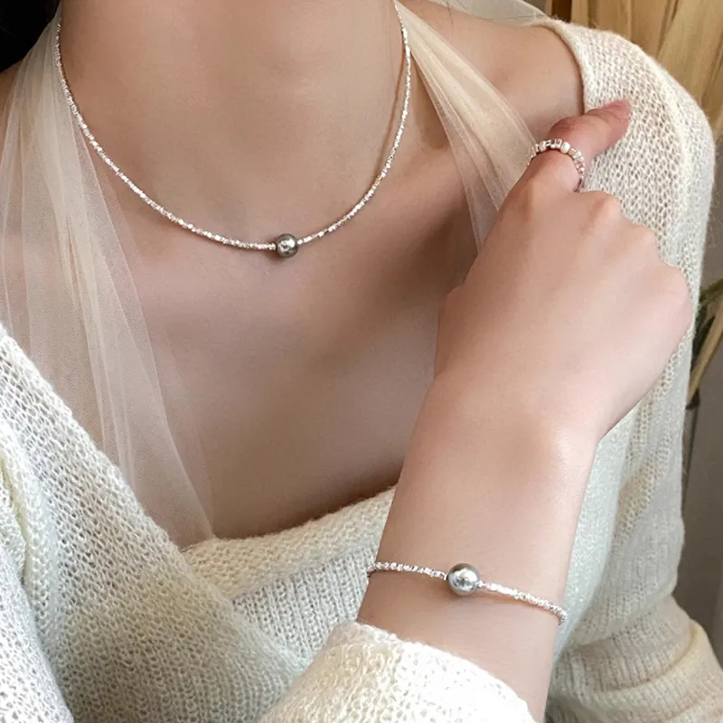 NATURALLYJOJO Faux Pearl Necklaces Women's White/Gray/Silver-9