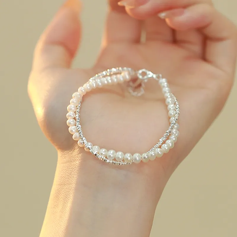 NATURALLYJOJO Freshwater Pearl Bracelets Women's White-6