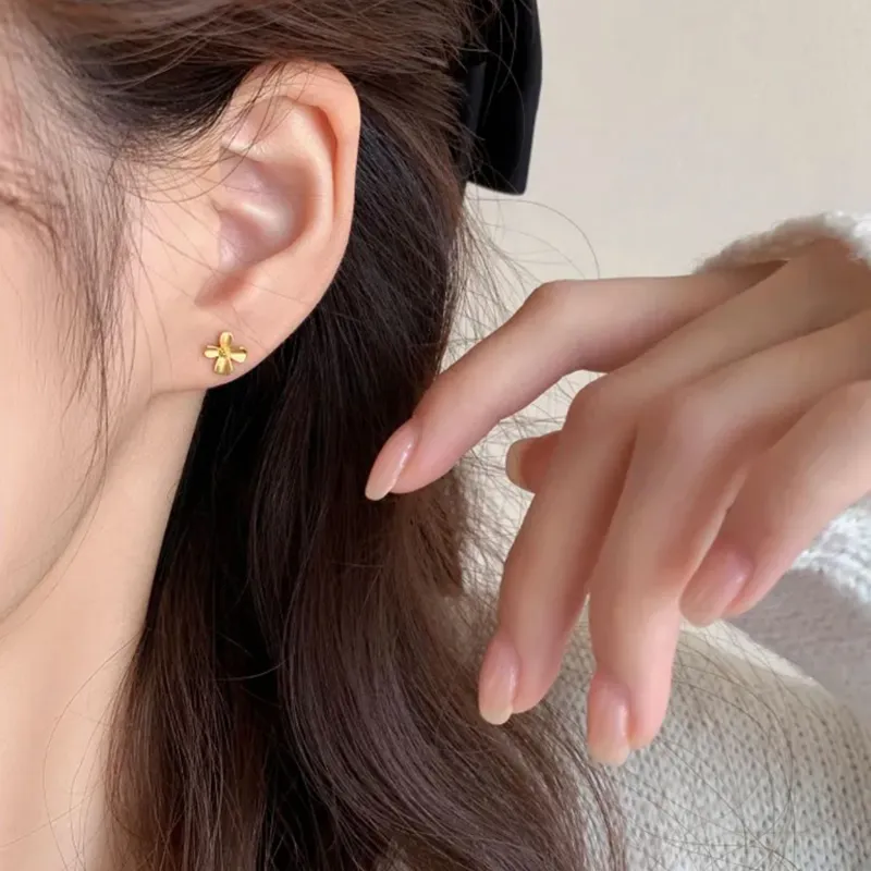 NATURALLYJOJO S999 Fine Silver Stud Earrings Women's Gold-1