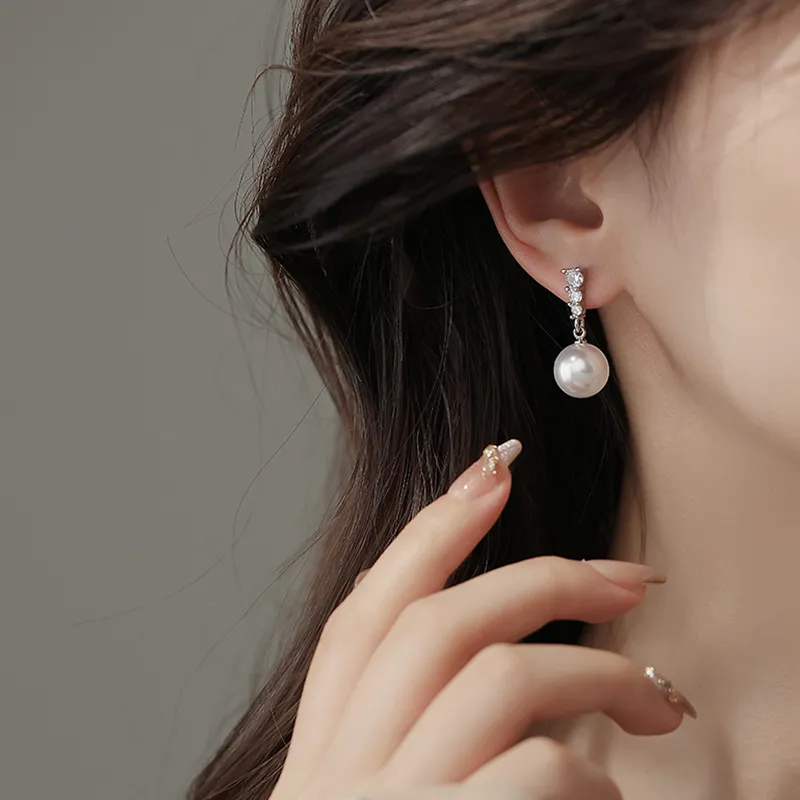 NATURALLYJOJO 925 Silver Needle Imitation Pearl Earrings Women's Gray-8