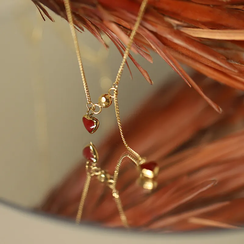 NATURALLYJOJO Titanium Steel Necklaces Women's _Nsec Red/Gold-6