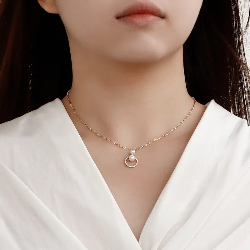 NATURALLYJOJO Imitation Pearl Copper Necklaces Women's Gold/Silver-1