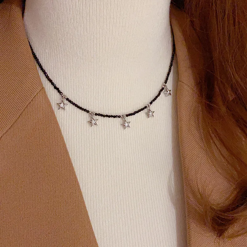 NATURALLYJOJO Zircon Faceted Beads Necklaces Women's Black-3