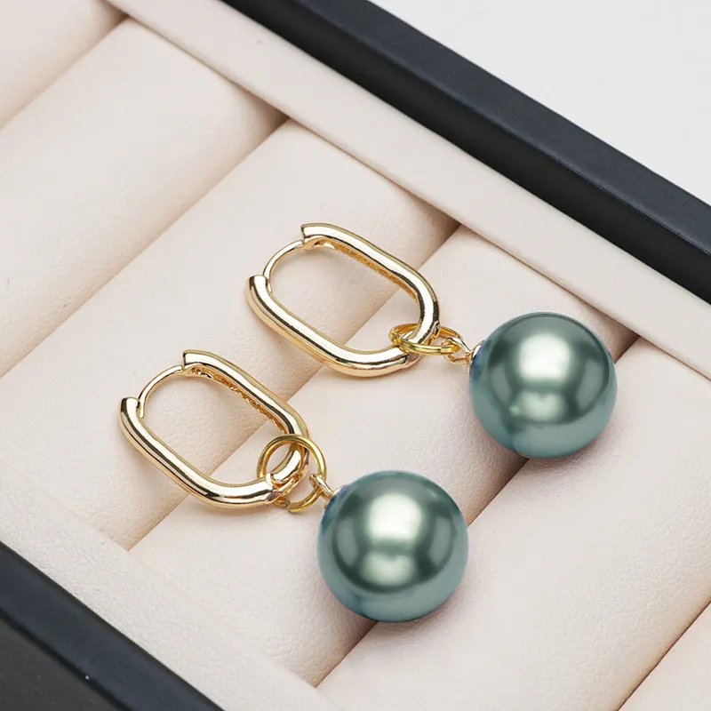 NATURALLYJOJO Shell Pearl Earrings Women's Green/Purple-4