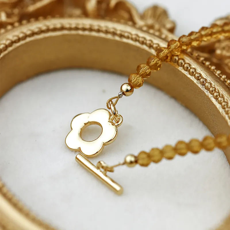 NATURALLYJOJO Artificial Crystal Bracelets Women's Yellow-4