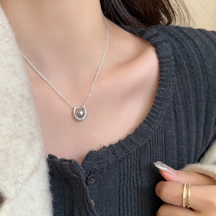 NATURALLYJOJO Faux Pearl Necklaces Women's White/Gray/Black-8