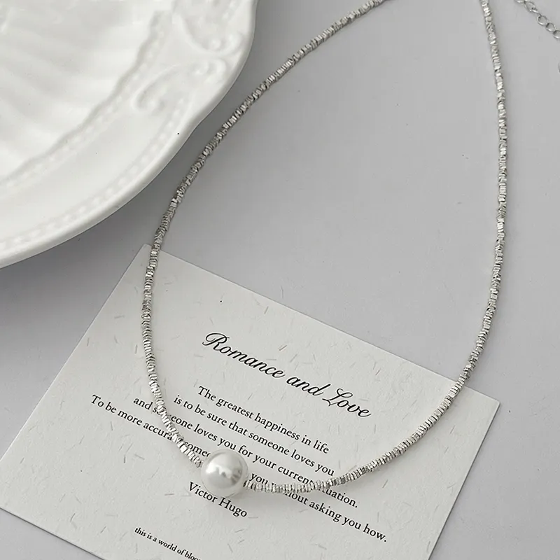 NATURALLYJOJO Faux Pearl Necklaces Women's White/Gray/Silver-6