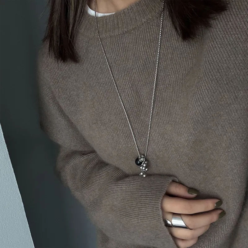 NATURALLYJOJO Copper Speckled Stone Necklaces Women's Silver-3