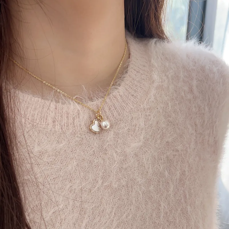 NATURALLYJOJO Mother Of Pearl Pearl Necklaces Women's White/Gold-2