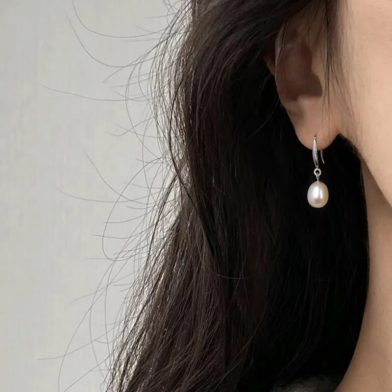 NATURALLYJOJO Freshwater Pearl 925 Sterling Silver Earrings Women's Silver/White-5