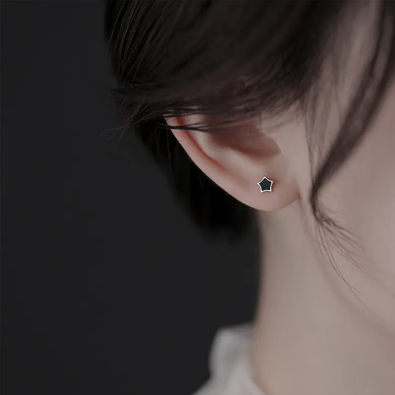 NATURALLYJOJO S999 Fine Silver Stud Earrings Women's Black-2