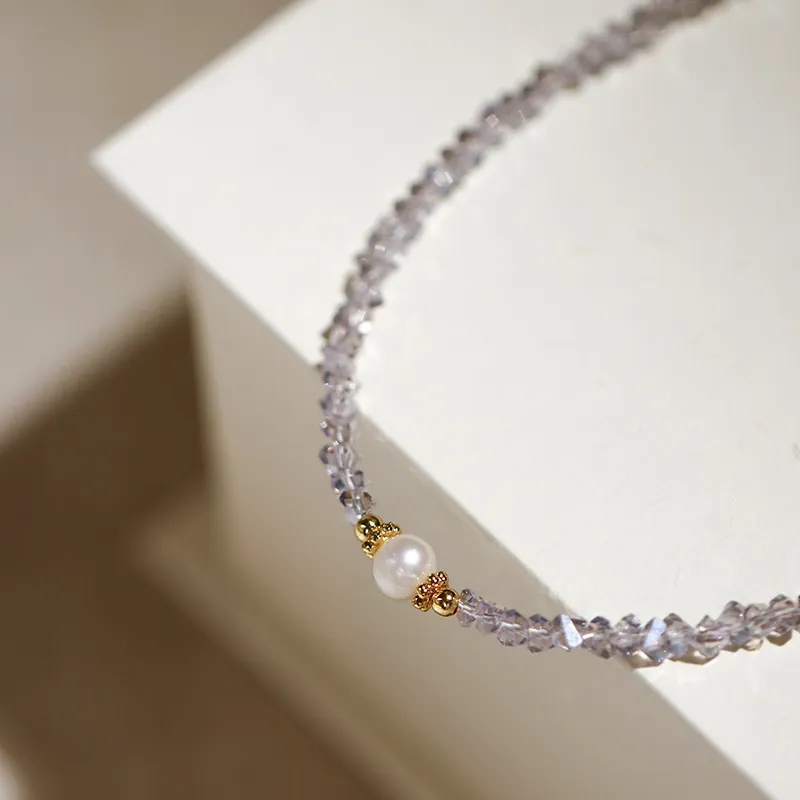NATURALLYJOJO Freshwater Pearl Necklaces Women's Purple/White-3