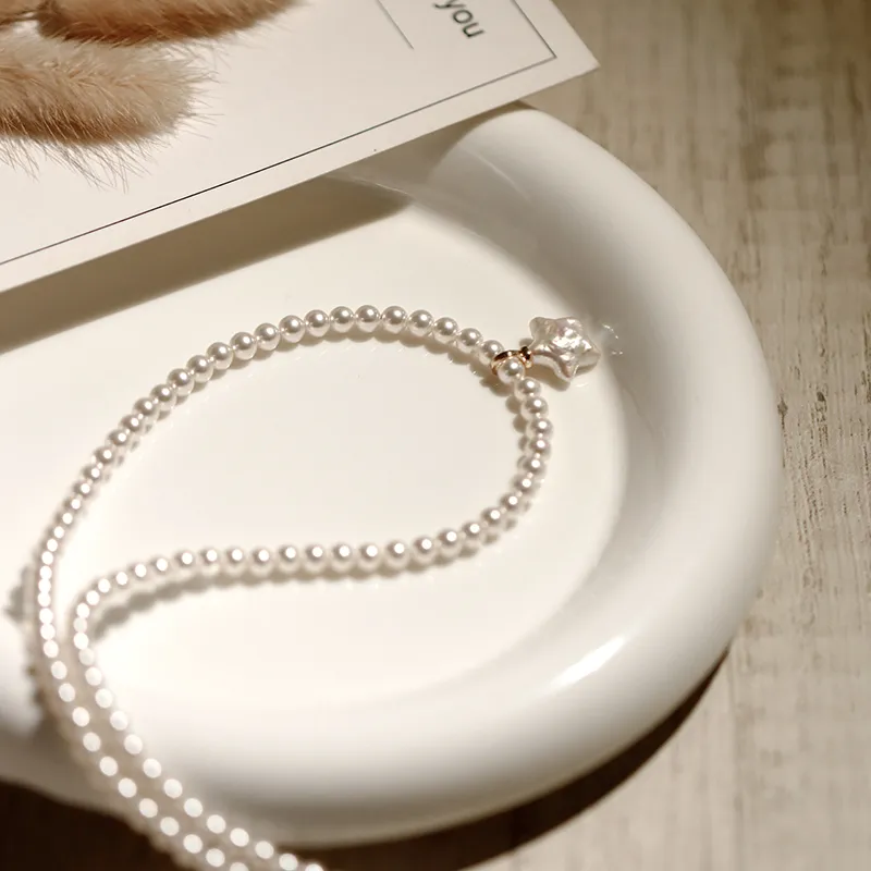 NATURALLYJOJO Faux Pearl Freshwater Pearl Zircon Necklaces Women's White-7