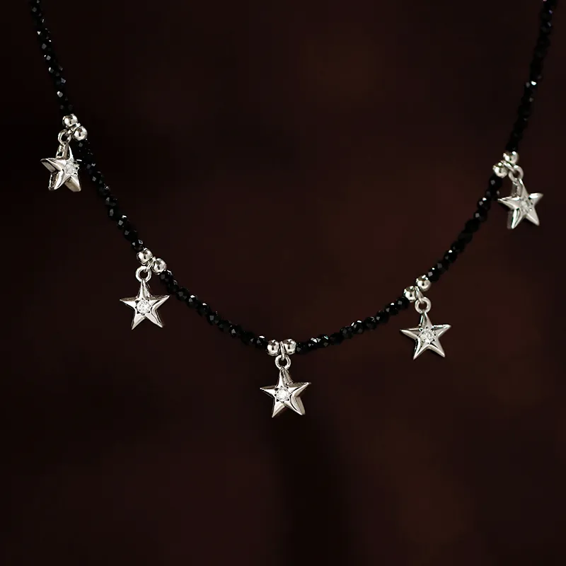 NATURALLYJOJO Zircon Faceted Beads Necklaces Women's Black-5