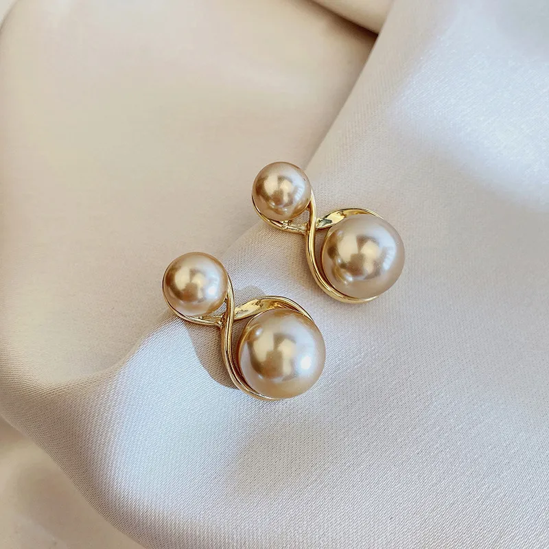 NATURALLYJOJO Faux Pearl Earrings Women's Khaki/White-7