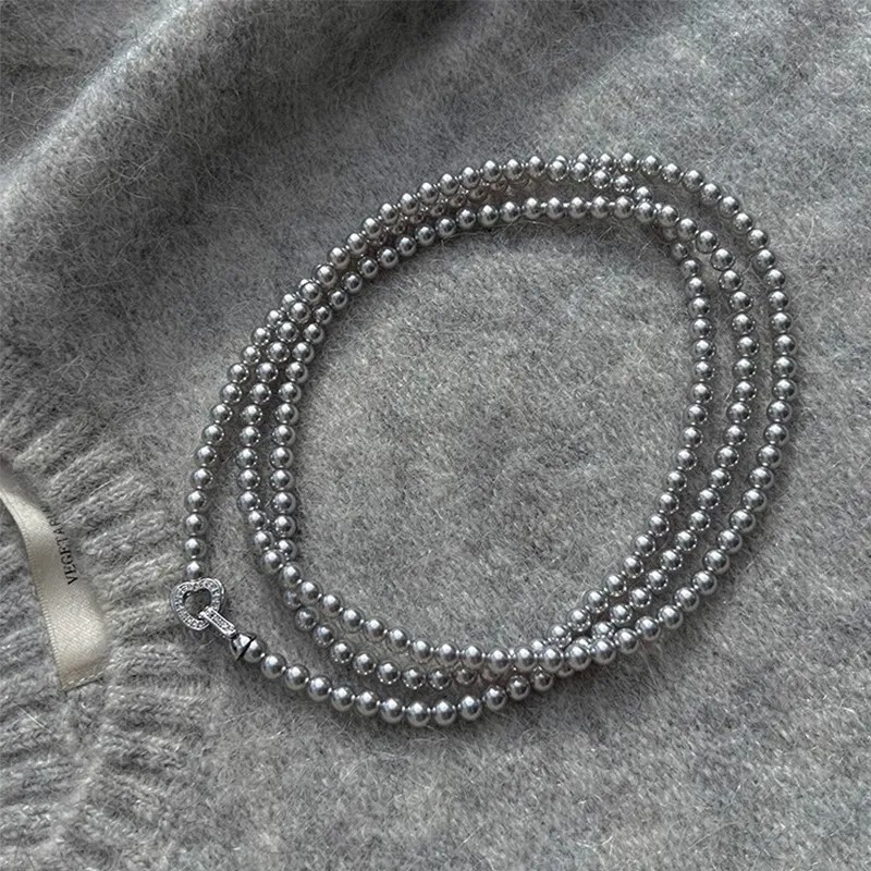 NATURALLYJOJO Faux Pearl Necklaces Women's White/Gray-10
