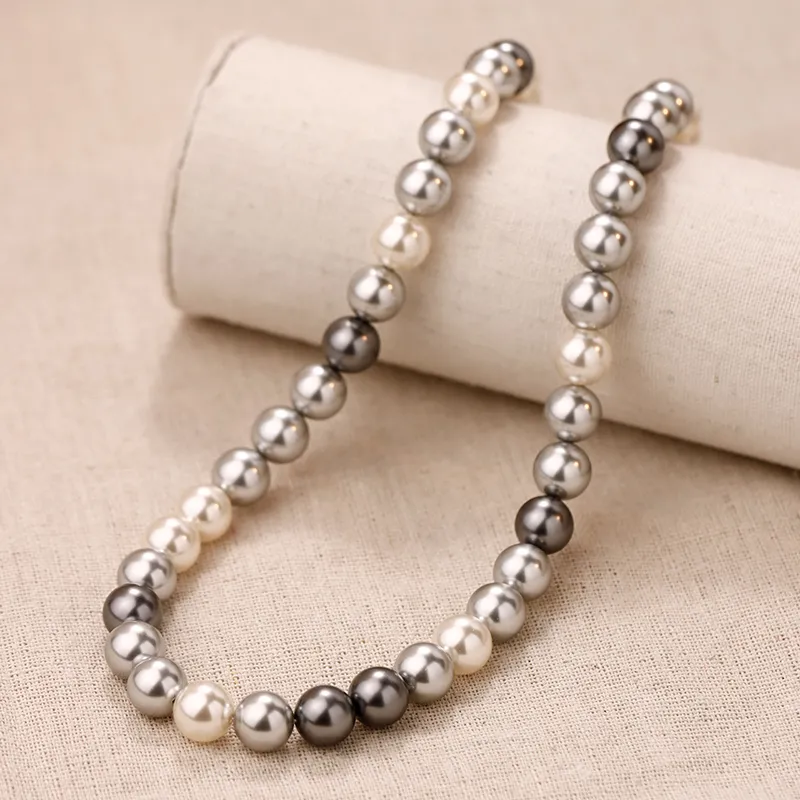 NATURALLYJOJO Imitation Pearl Copper Necklaces Women's White/Gray/Black-6