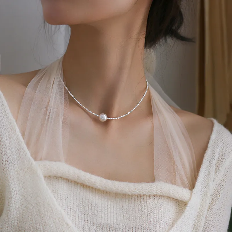 NATURALLYJOJO Faux Pearl Necklaces Women's White/Gray/Silver-2