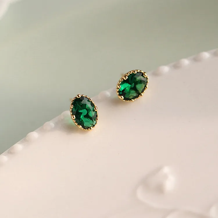 NATURALLYJOJO S925 Silver Stud Earrings Women's Green-4