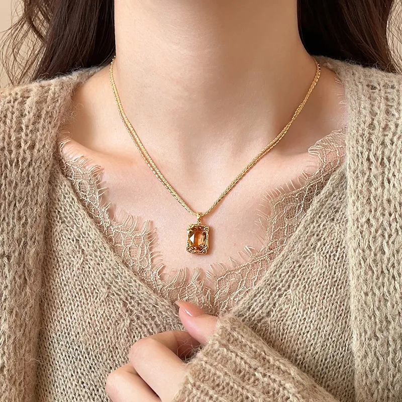 NATURALLYJOJO Zircon Necklaces Women's Gold-1