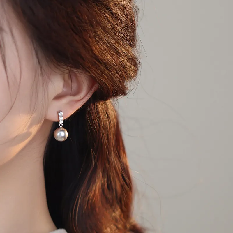 NATURALLYJOJO 925 Silver Needle Imitation Pearl Earrings Women's Gray-1