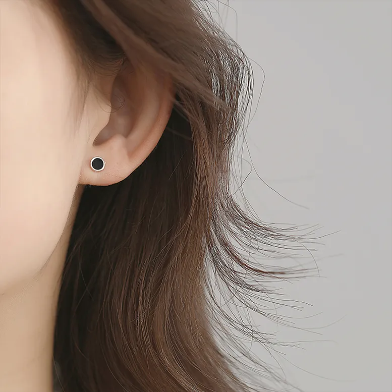 NATURALLYJOJO S999 Fine Silver Stud Earrings Women's Black-1
